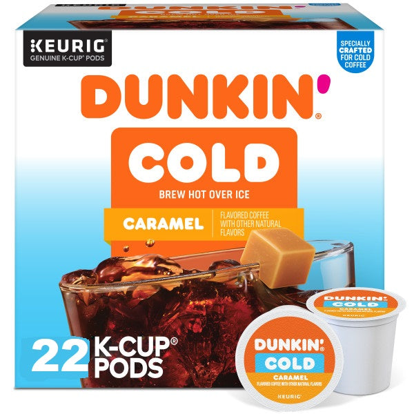 Dunkin' COLD Caramel Coffee, Keurig Single Serve K-Cup Pods, 22 Count