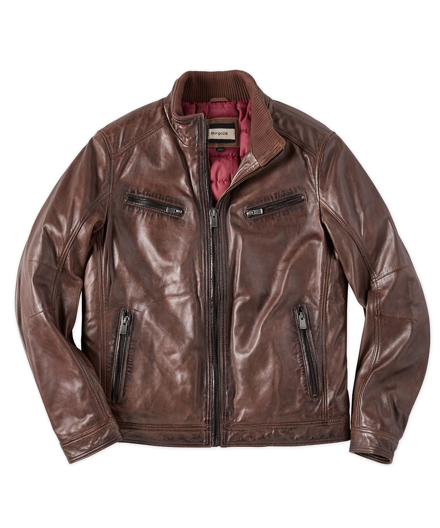 Borgo28 Reversible Leather Puffer Jacket Cognac/Black / M