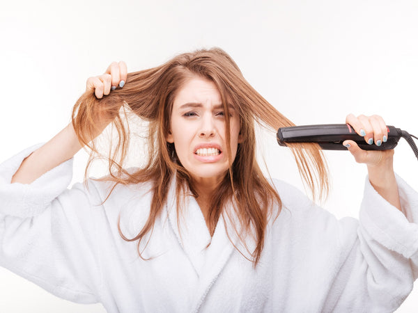 hot iron on wet hair