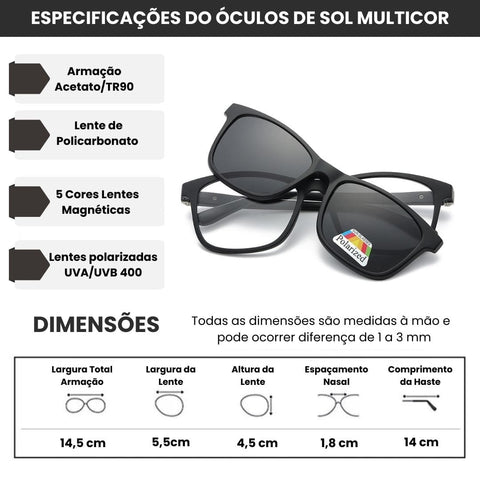 Óculos de Sol Masculino Multicor 6 em 1 Modelo Spy + Brinde – Hemisfério X