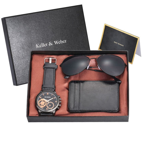 Kit Relógio + Óculos + Carteira Modelo Black