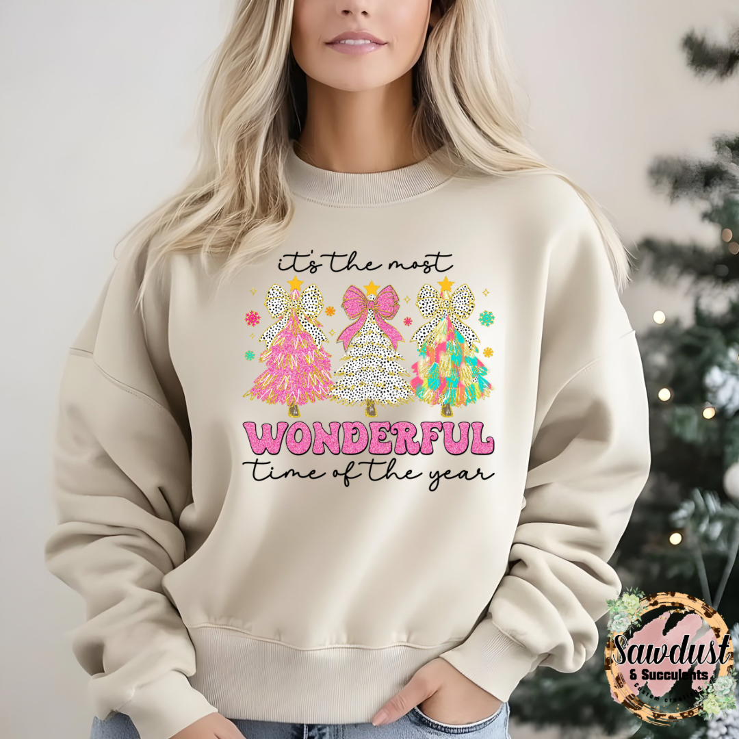 Its the most wonderful time of the year Coquette Trees Graphic Crew Sweater