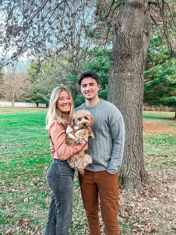 Cooper with his humans, Will and Courtney