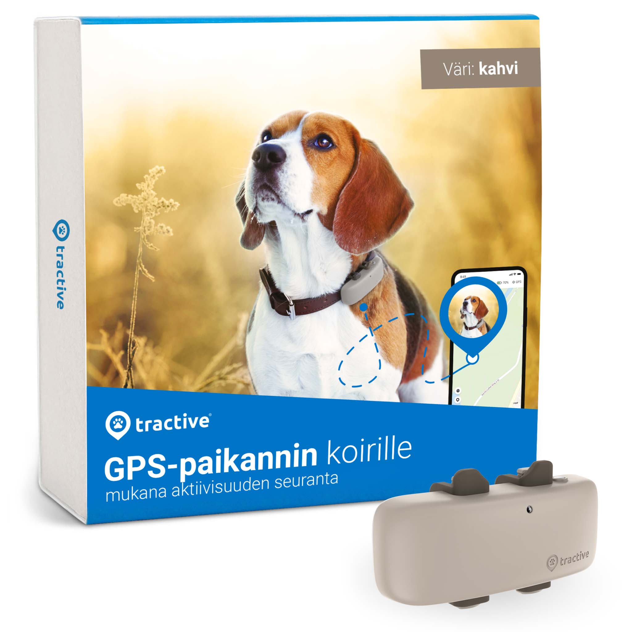 Tractive GPS-paikannin koiralle (3 värivaihtoehtoa) Kahvi