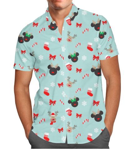 Summer mens Xmas shirts in light blue