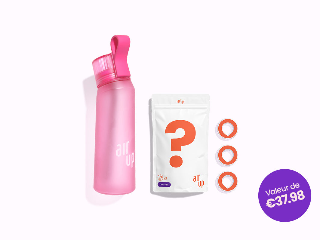 Air Flasch Up Kit de démarrage de bouteille d'air-up, gourde de 650 ml avec  pods aromatisés, convient pour les gymnases, les gymnases, les écoles  (violet – goût aléatoire) : : Sports et