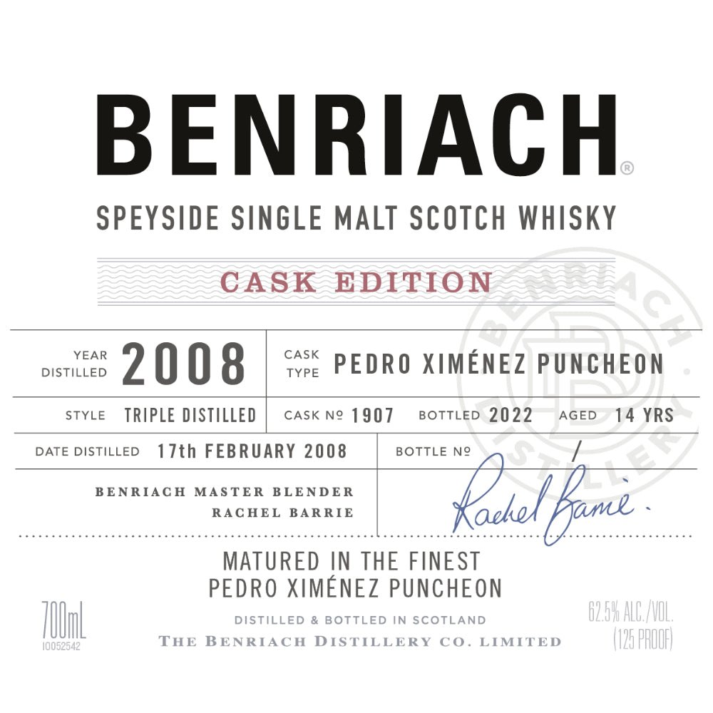 Benriach Cask Edition 2008 Cask No. 1907