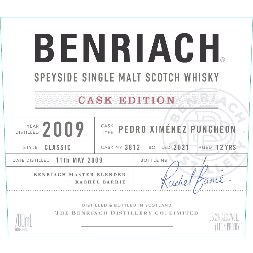 Benriach Cask Edition 2009 Cask No. 3812