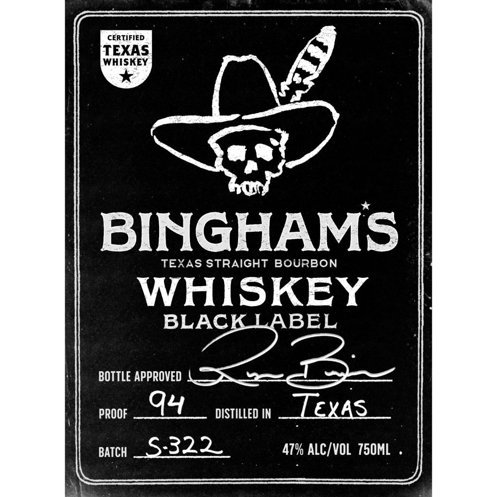 Binghamâs Bourbon Black A Certified Texas Whiskeyâ¢ by Ryan Bingham