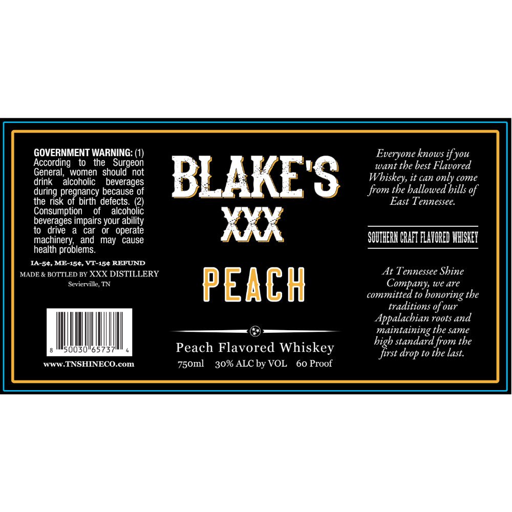 Blakeâs XXX Peach Flavored Whiskey