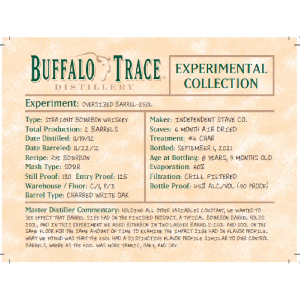 Buffalo Trace Experimental Collection Oversized Barrel 250L