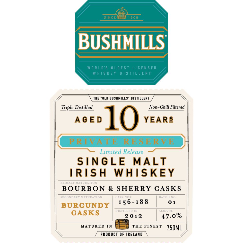 Bushmills 10 Year Old Private Reserve Burgundy Cask Finished