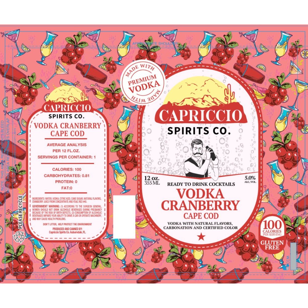 Capriccio Vodka Cranberry Cape Cod Canned Cocktail 6PK