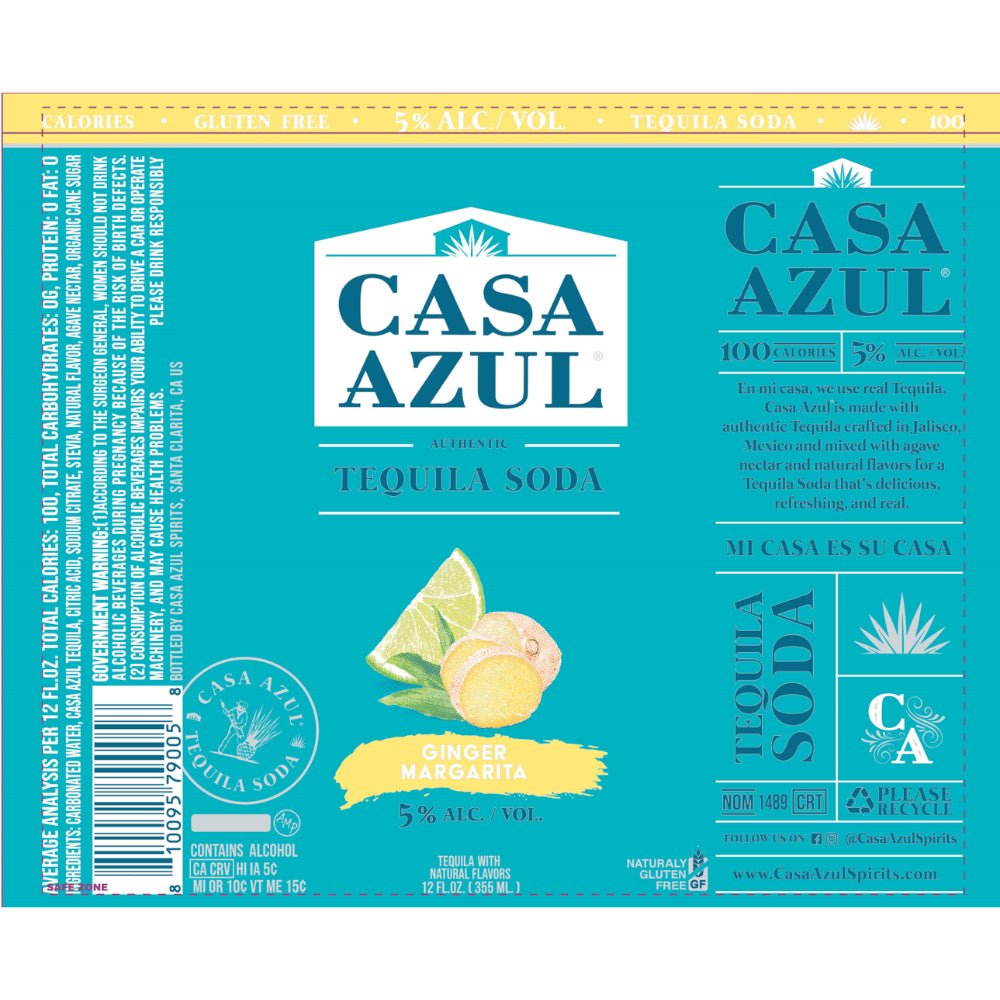 Casa Azul Ginger Margarita Tequila Soda 4pk