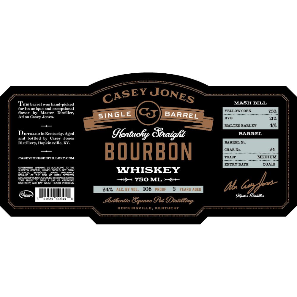 Casey Jones Single Barrel Kentucky Straight Bourbon Mash Bill 2