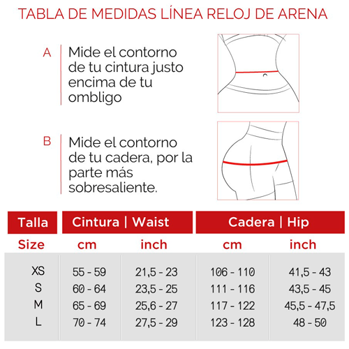 Guía de tallas reloj de arena.