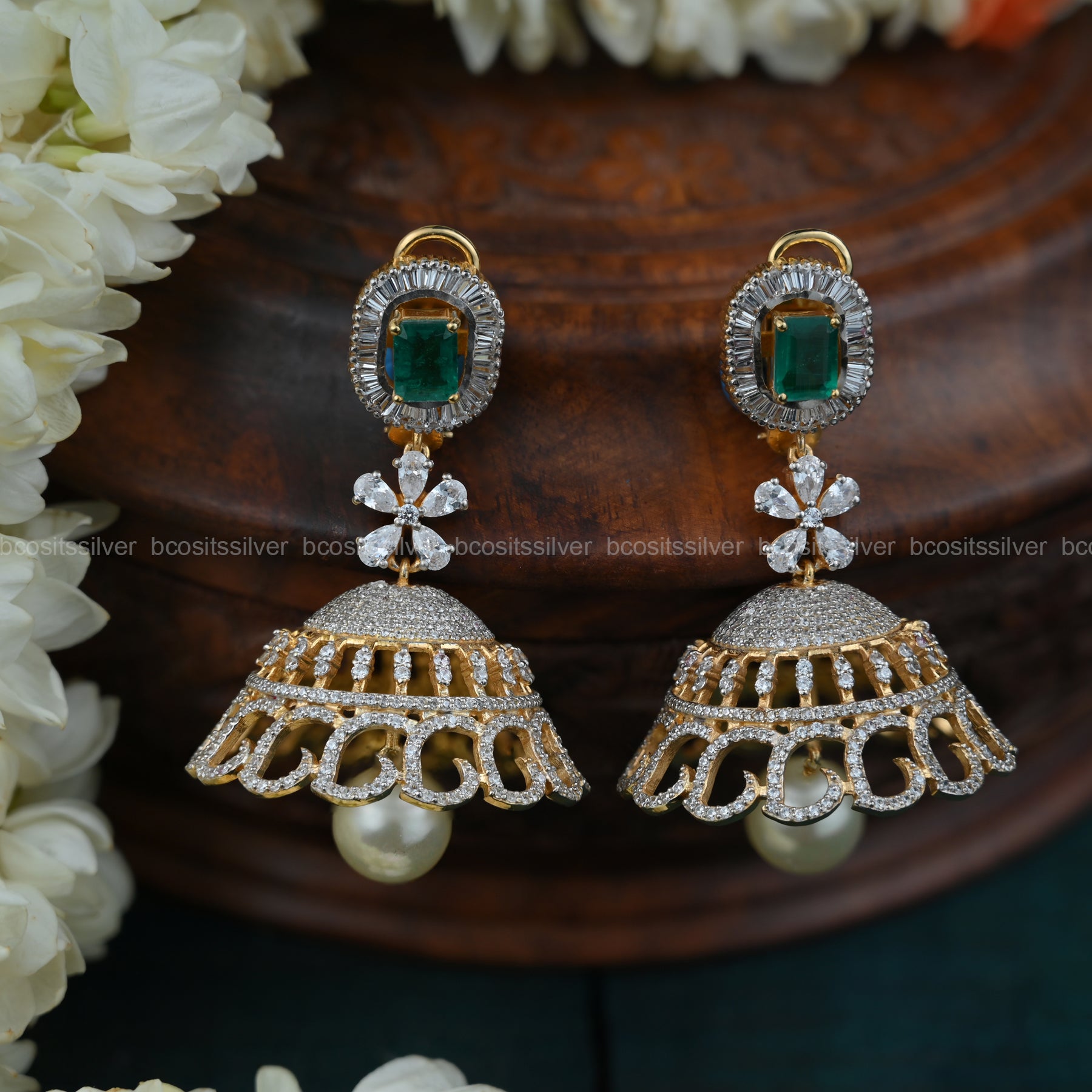 Ravali Diamond look Jhumka 6343- MADE TO ORDER – BCOS Its Silver