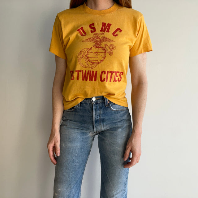 1980s Kelly Green Selvedge Pocket Blank Cotton T-Shirt