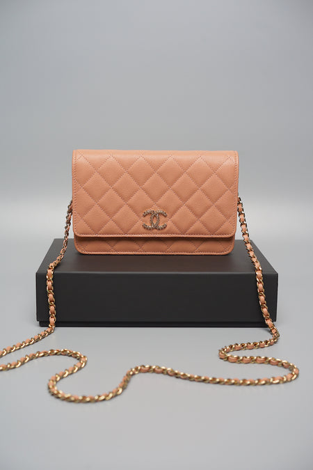 Chanel Matelasse Chain Wallet Pink A33814 Caviar Leather