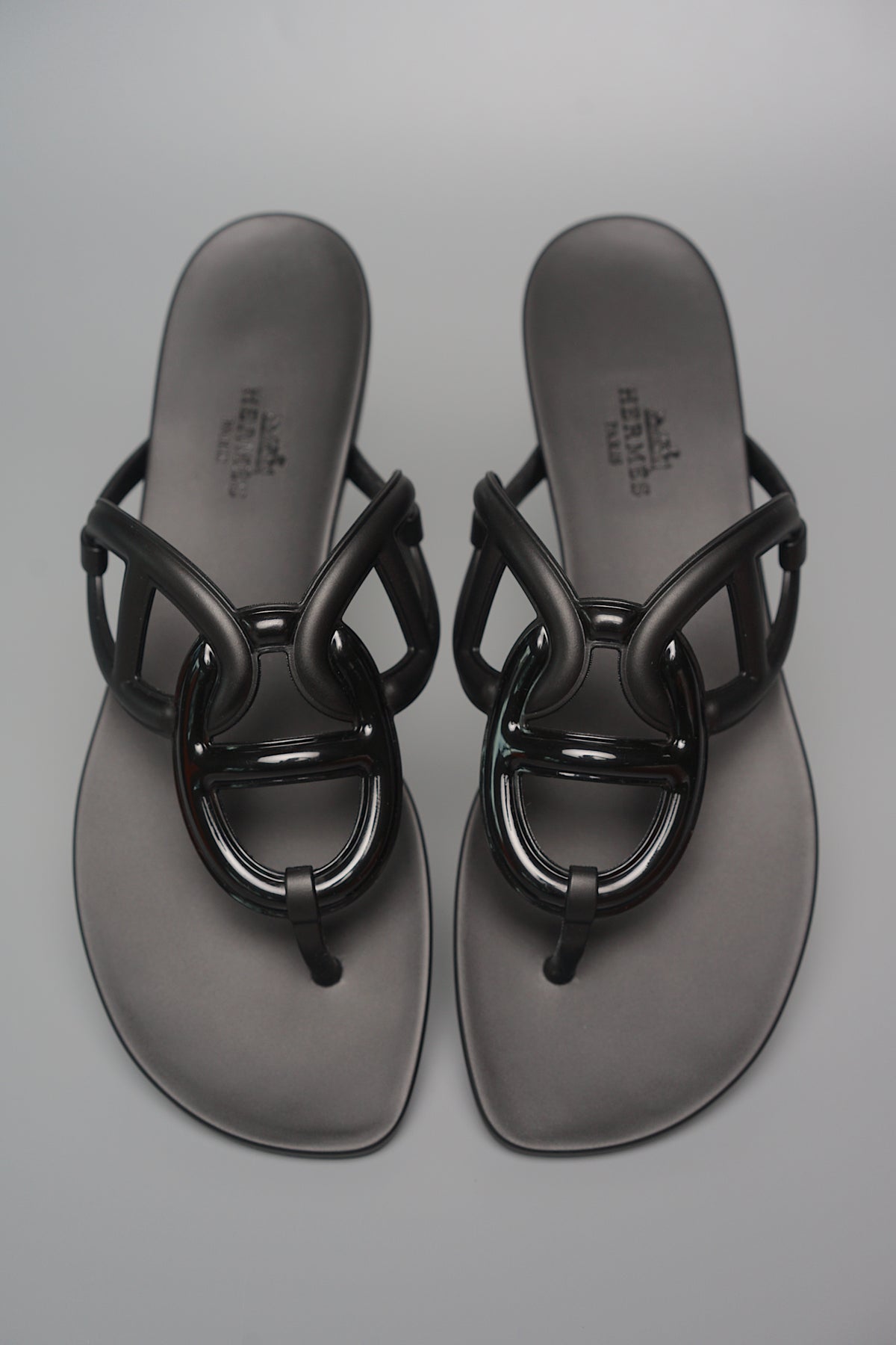 Hermes Egerie Sandals in Noir Size 38 (Brand New)– orangeporter