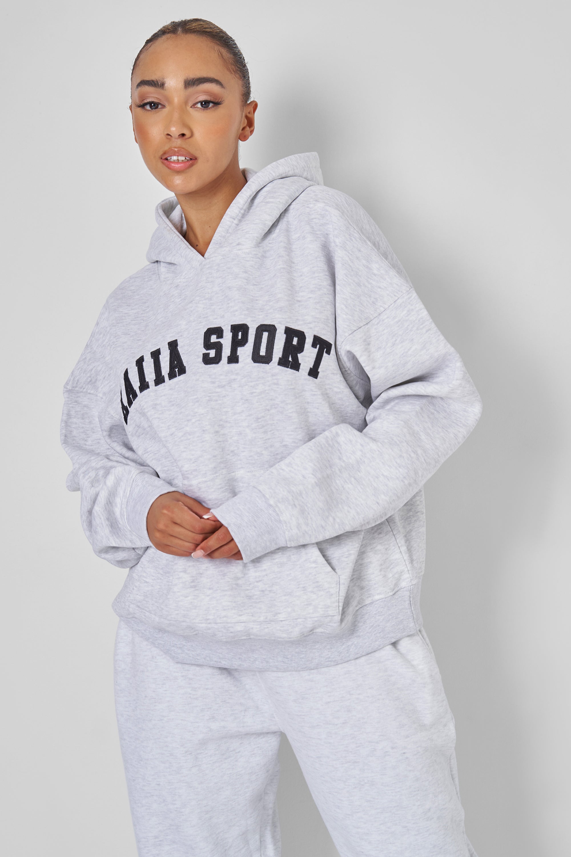 Image of KAIIA SPORT OVERSIZED HOODIE LIGHT GREY MARL