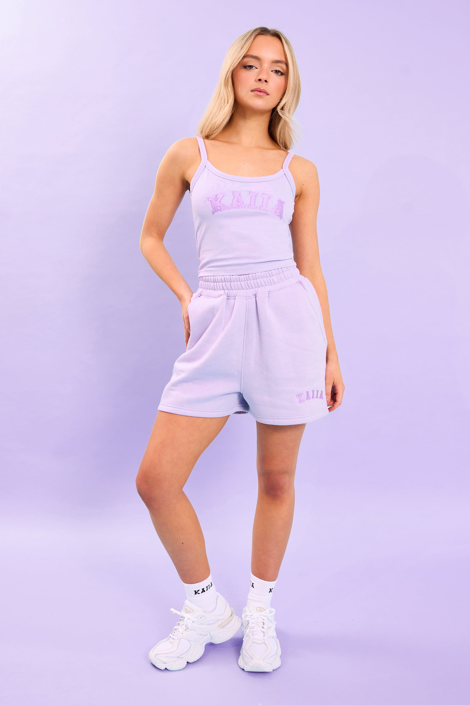 Image of Kaiia Logo Sweat Shorts Lilac