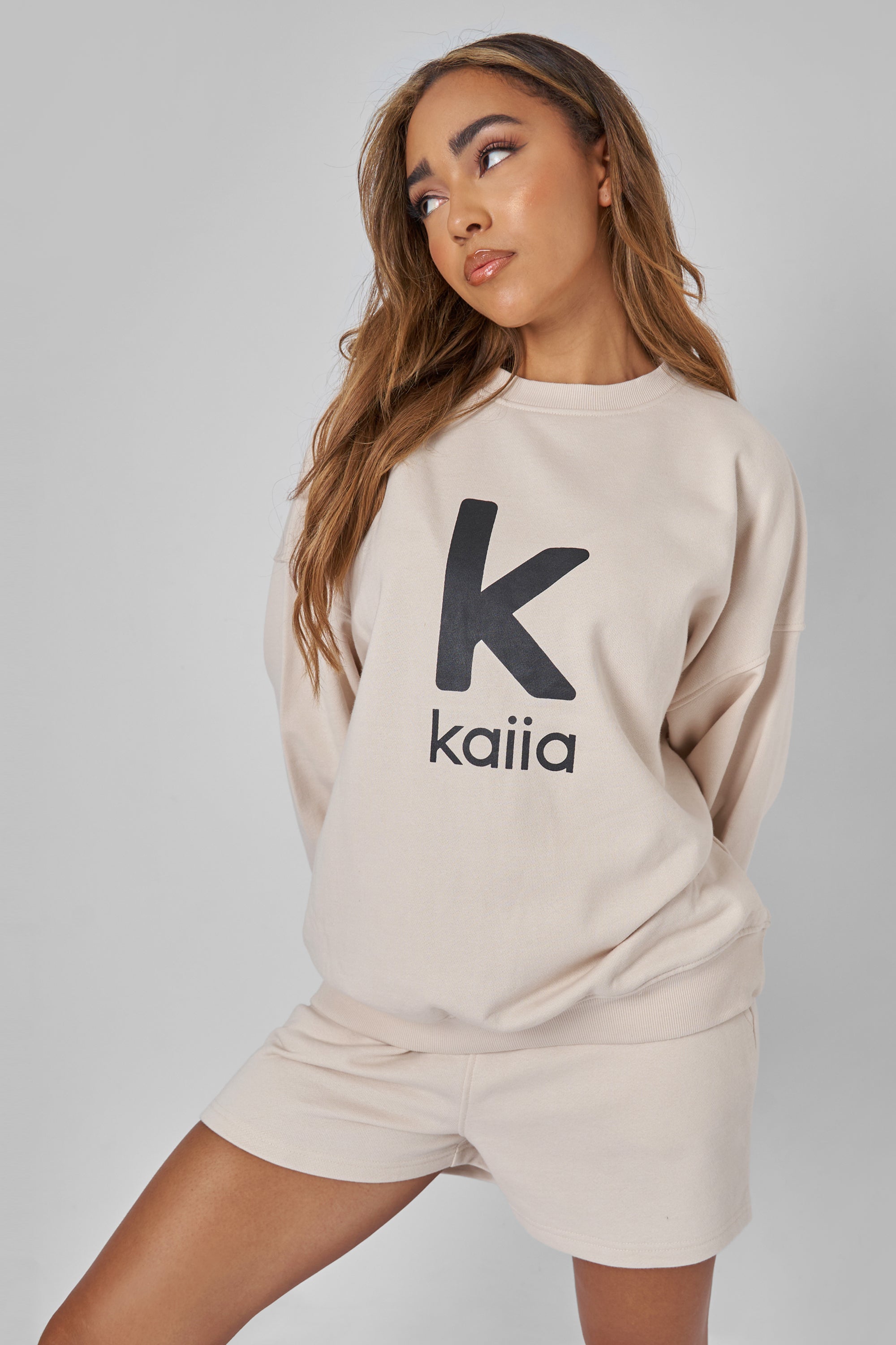 Image of Kaiia Oversized Sweatshirt Cream UK 10