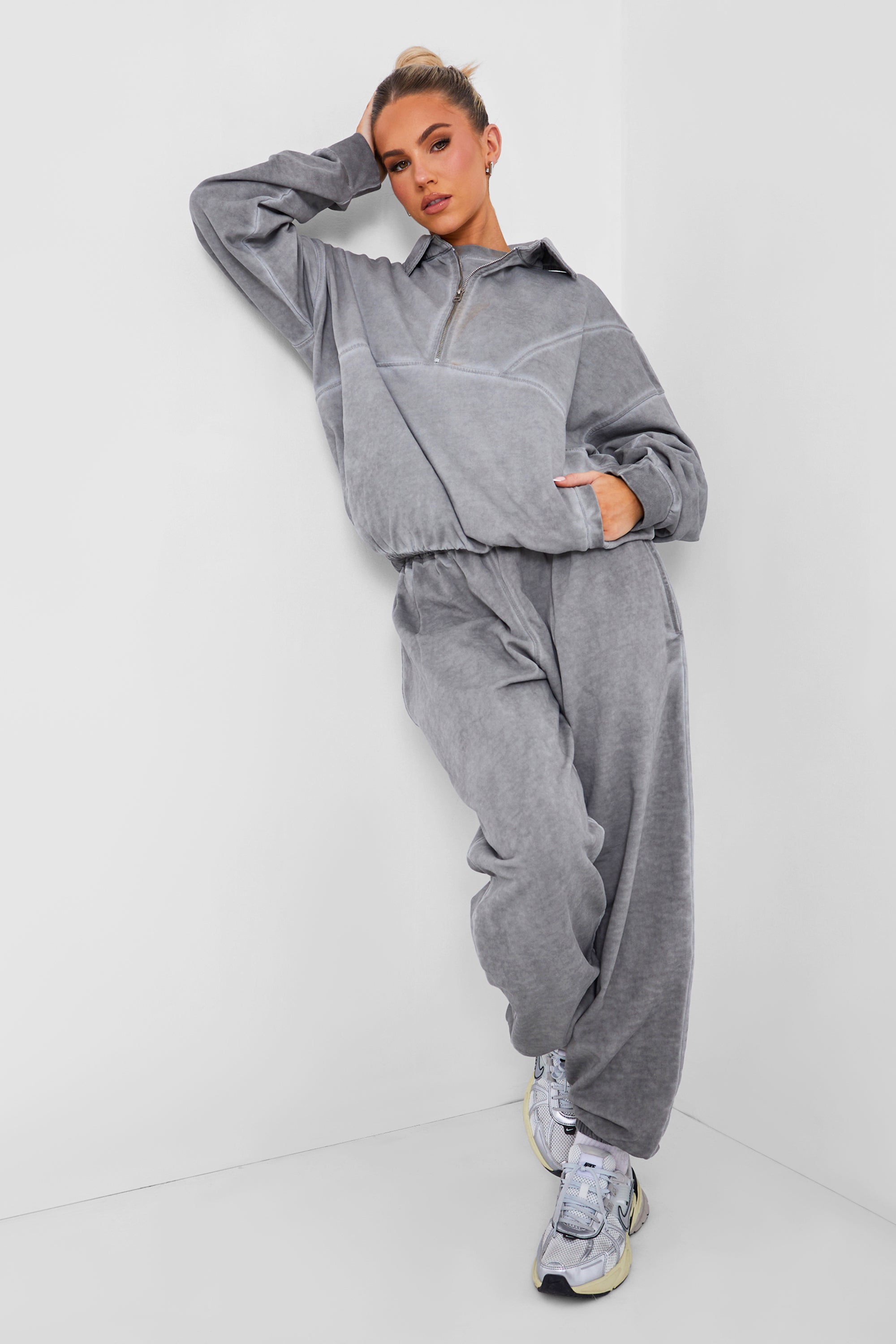 Image of Relaxed Fit Cuffed Joggers Co-ord Washed Grey