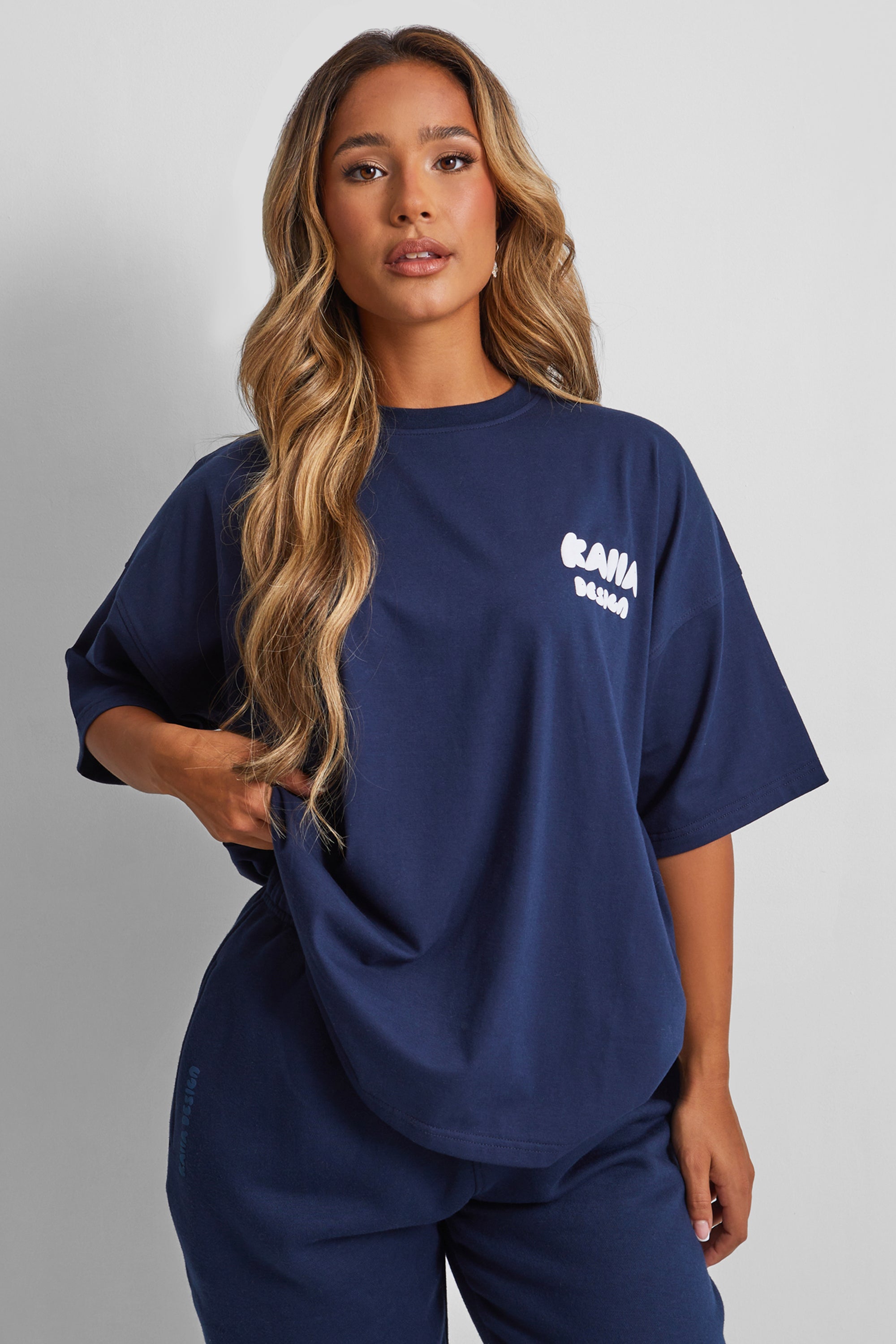 Image of Kaiia Design Bubble Logo Oversized T-shirt Navy