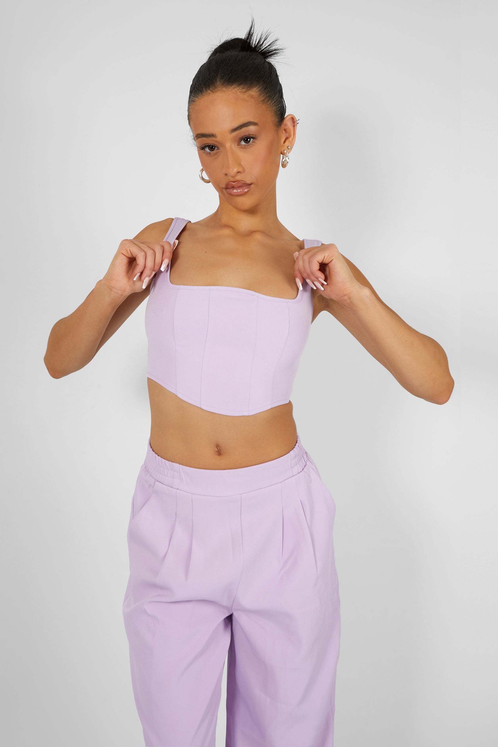 Image of Seam Detail Corset Top Lilac