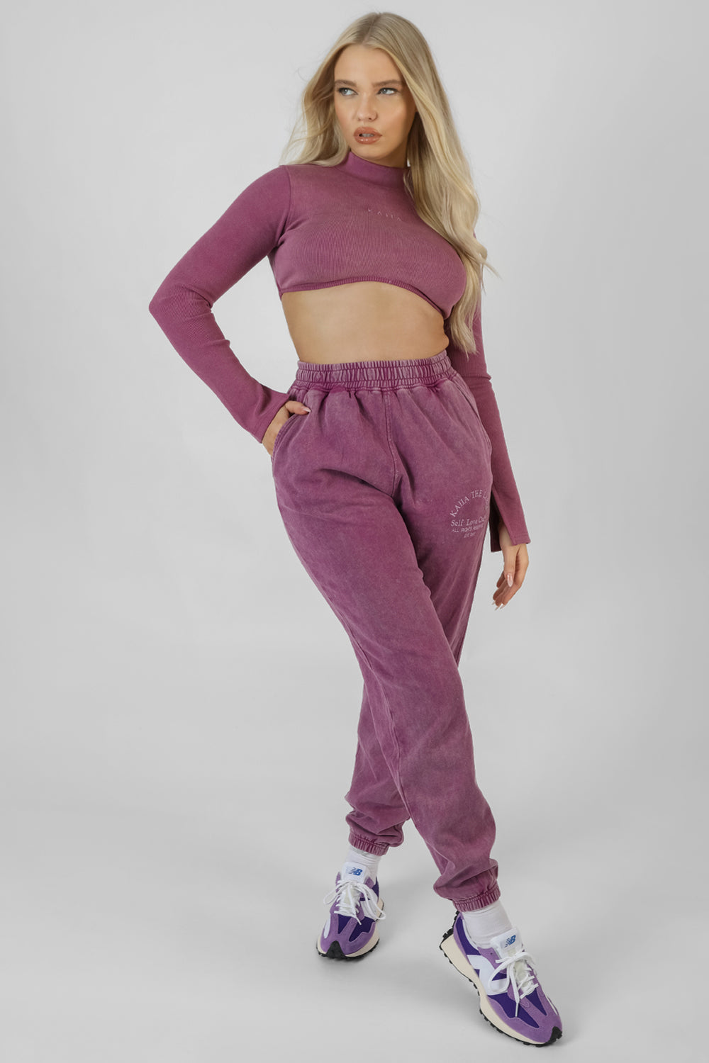 Image of ATHLEISURE HIGH NECK UNDERBUST TOP PURPLE