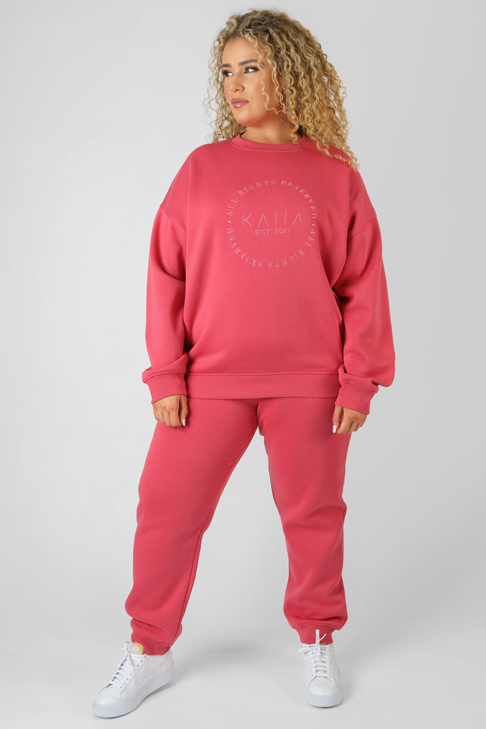 Image of CURVE TONAL EMBROIDERY JOGGERS CORAL