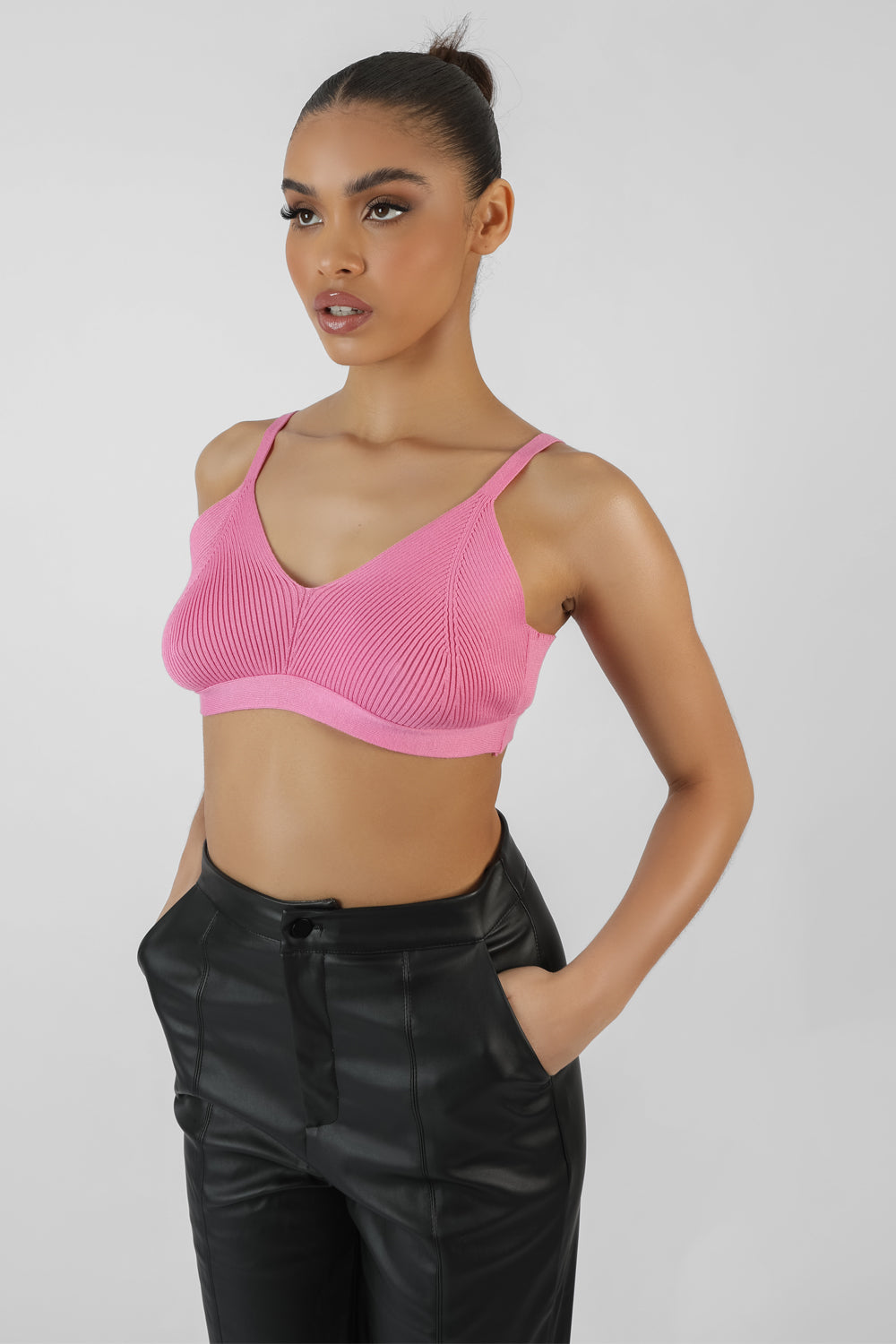 Image of TRIANGLE KNITTED BRALET PINK