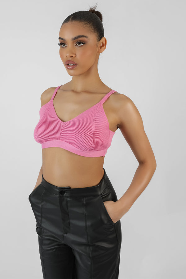 TRIANGLE RIBBED BRALET OATMEAL MARL