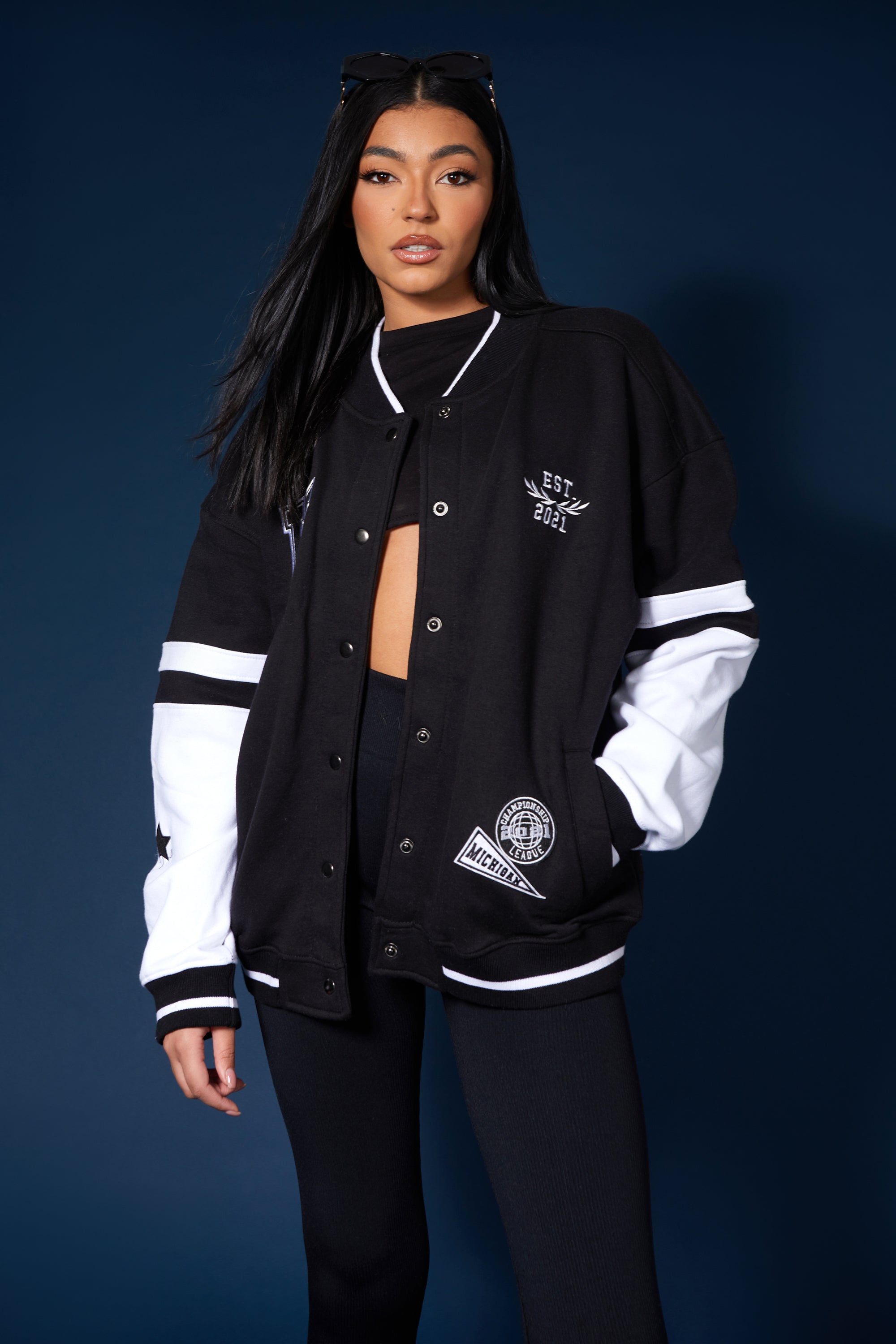 KAIIA LOGO VARSITY JACKET BLACK | Kaiia