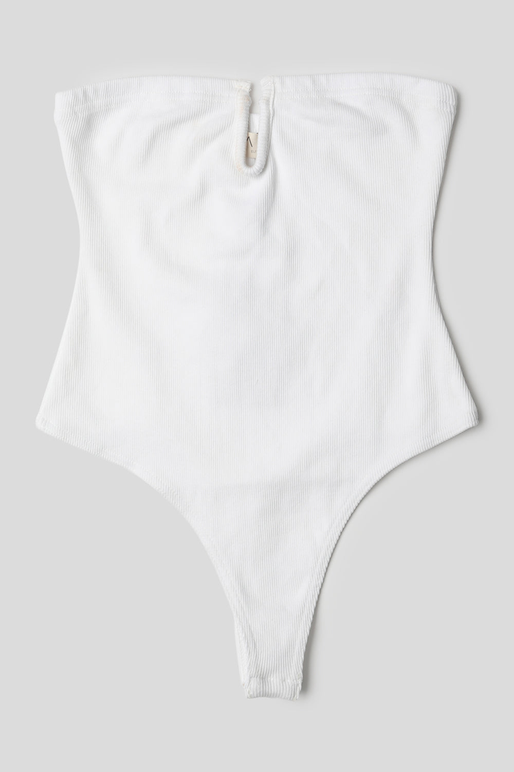 Image of V FRONT BANDEAU RIBBED BODYSUIT WHITE