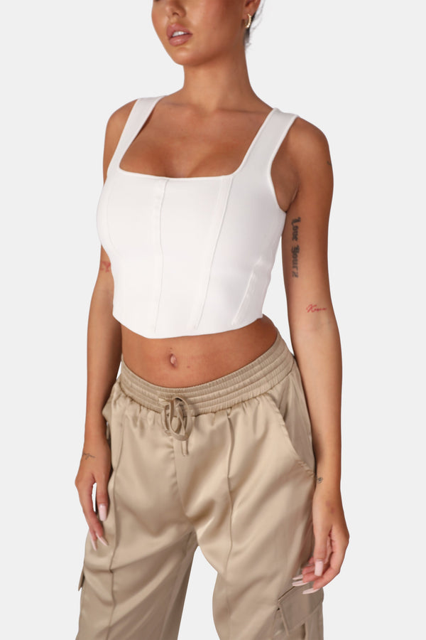 TTYA HIGH NECK CROP TOP WHITE