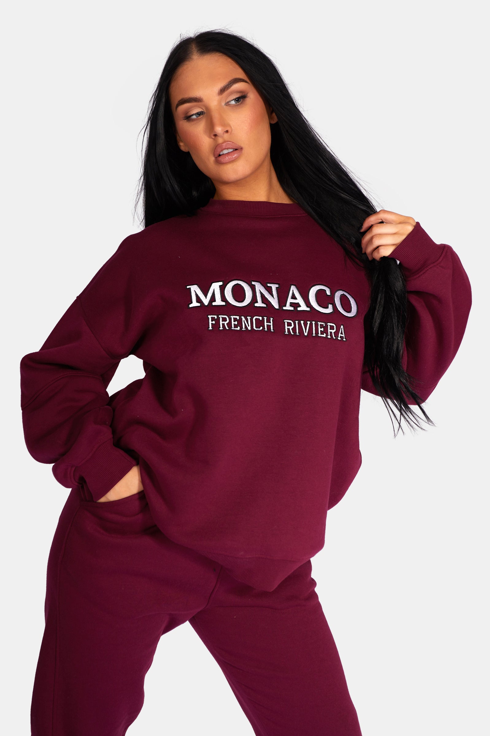 Image of MONACO EMBROIDERED SWEATSHIRT BERRY