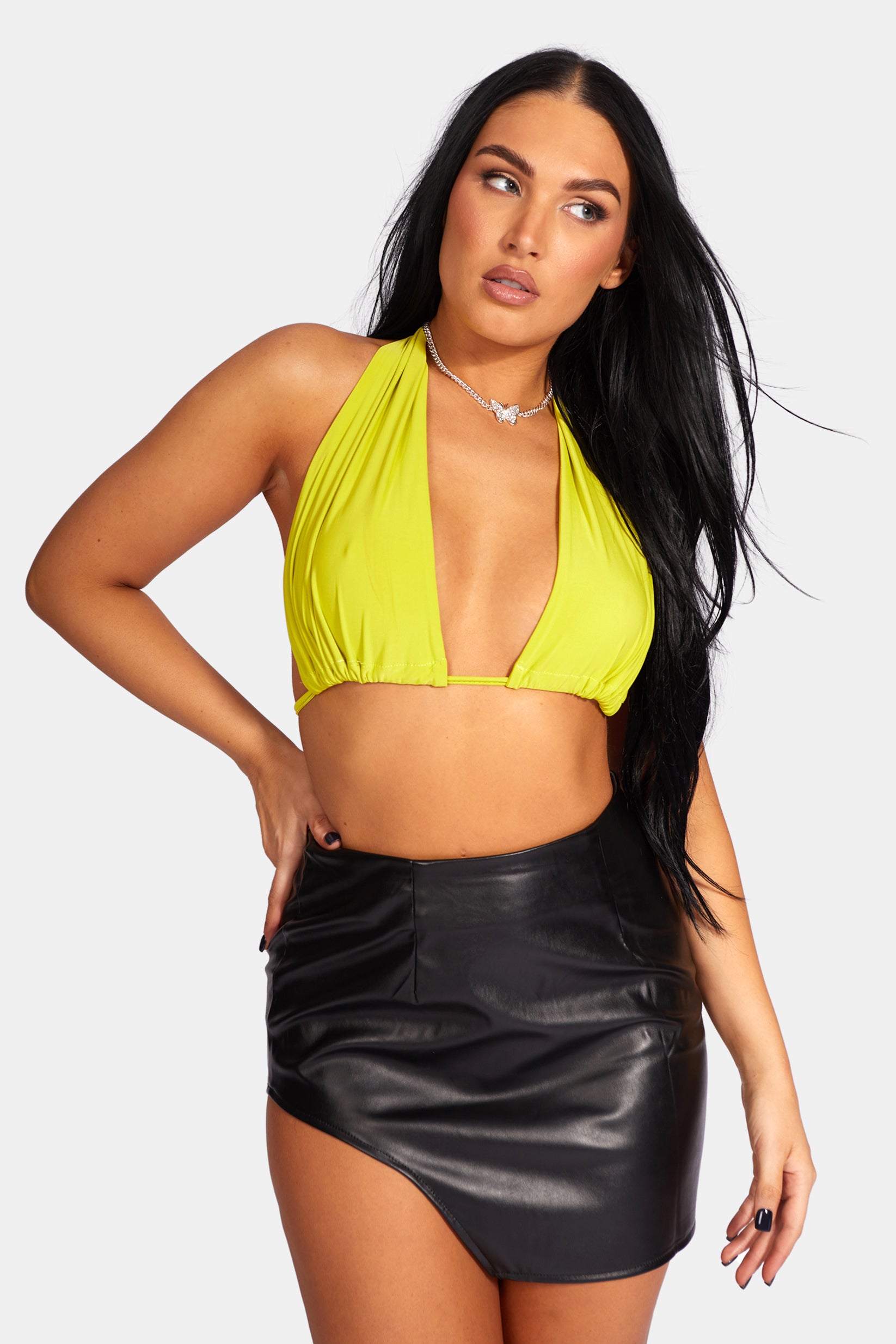 Image of SLINKY HALTERNECK TOP LIME