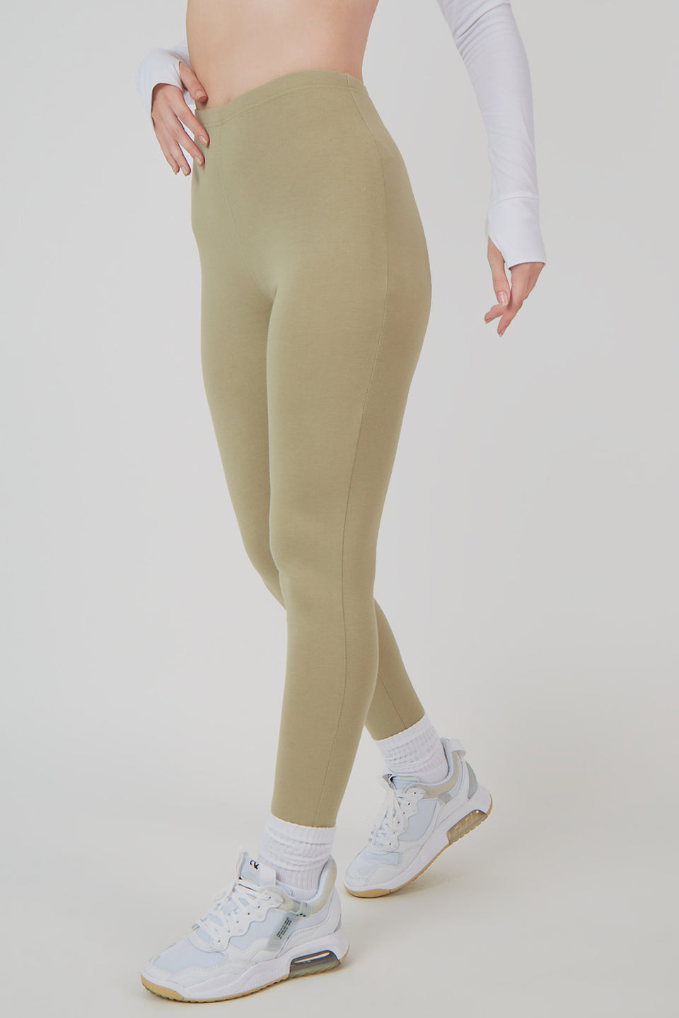 Stradivarius seamless ribbed leggings in khaki