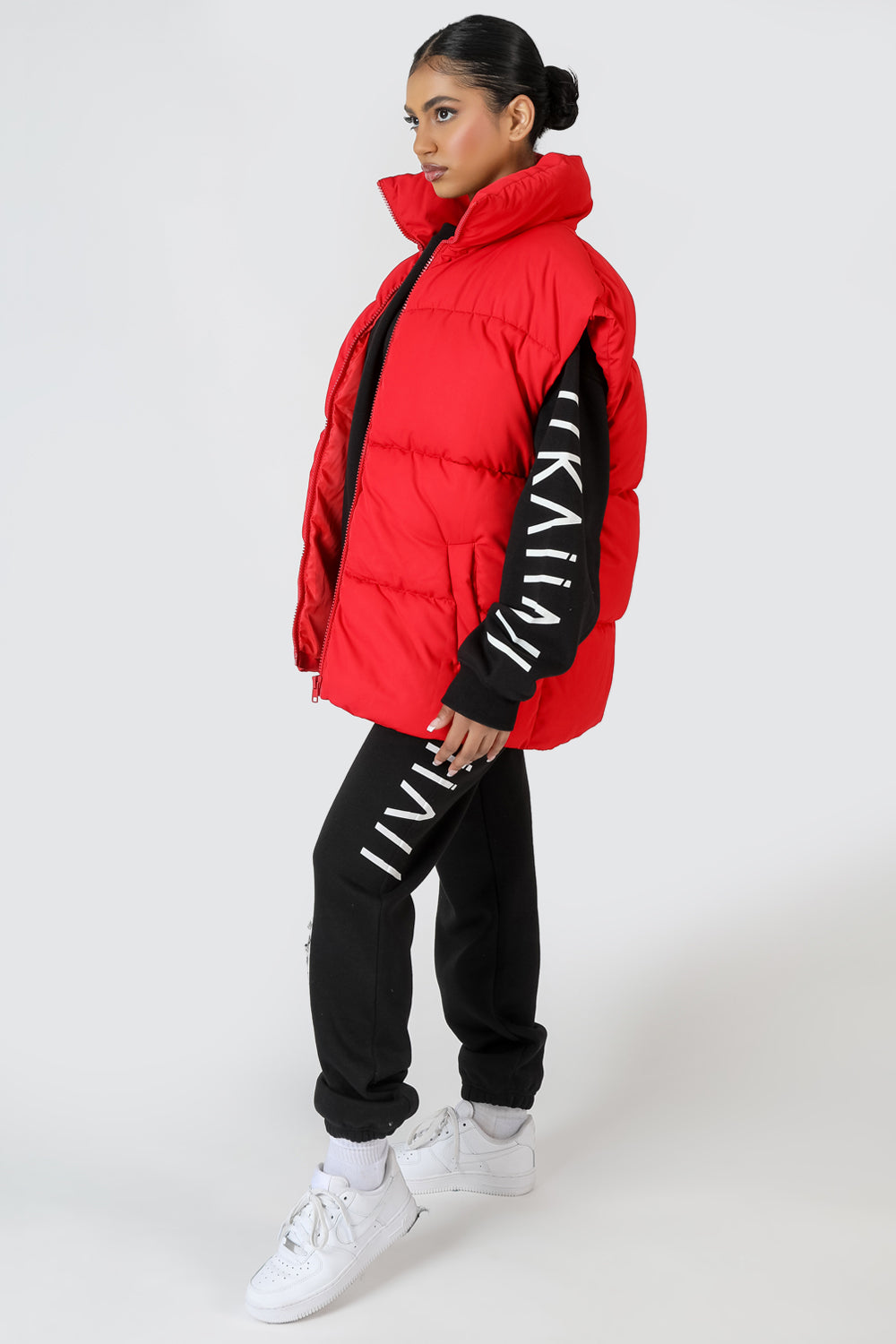 Image of Longline Oversized Gilet Red UK S