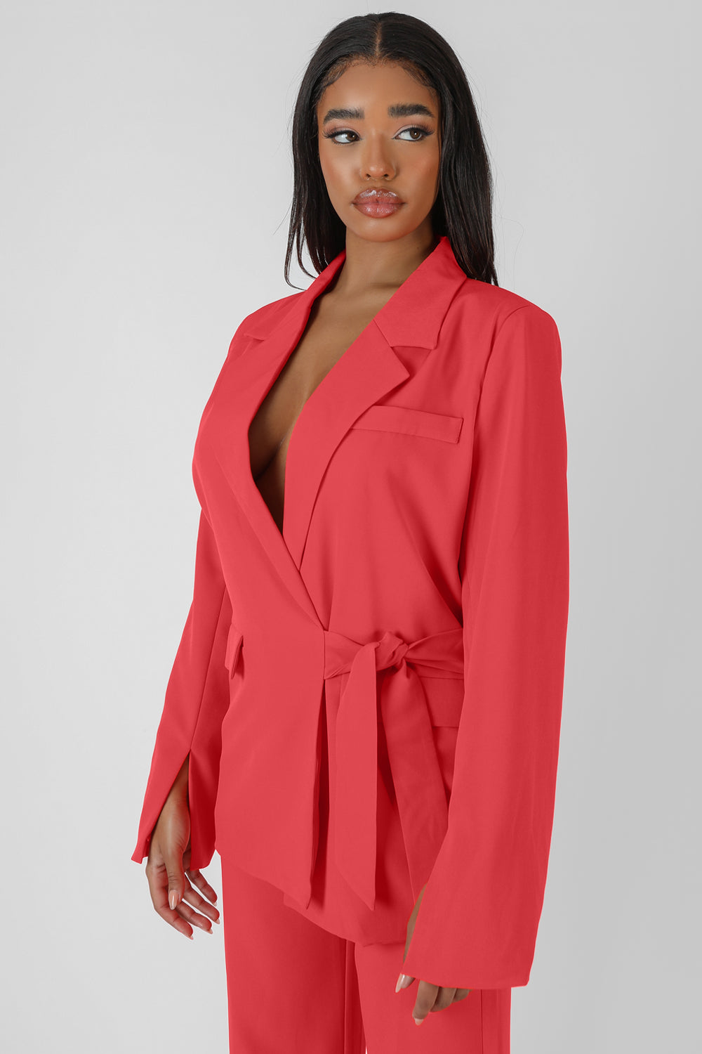 Image of WRAP WAIST BLAZER CORAL