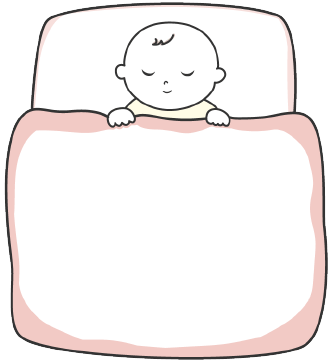 お布団で赤ちゃんが寝ているイメージ