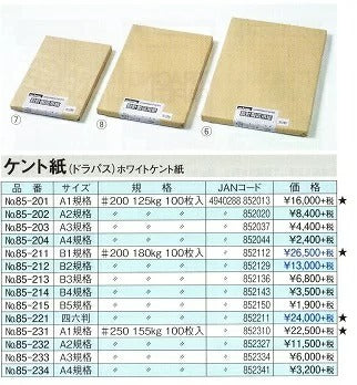 ドラパスホワイトケント紙 A4 １００枚入り ２００番厚み 中厚口ケント