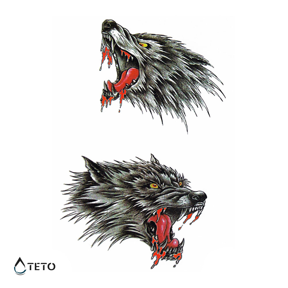 Teto - Tatuajes Temporales - Lobo Rabioso - Mediano  – Mercados  Latam