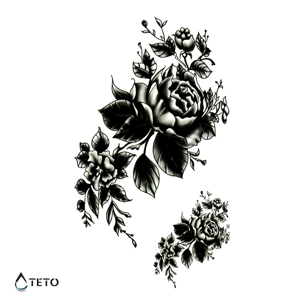 Teto - Tatuajes Temporales - Rosas negras - Set Pequeño  –  Mercados Latam