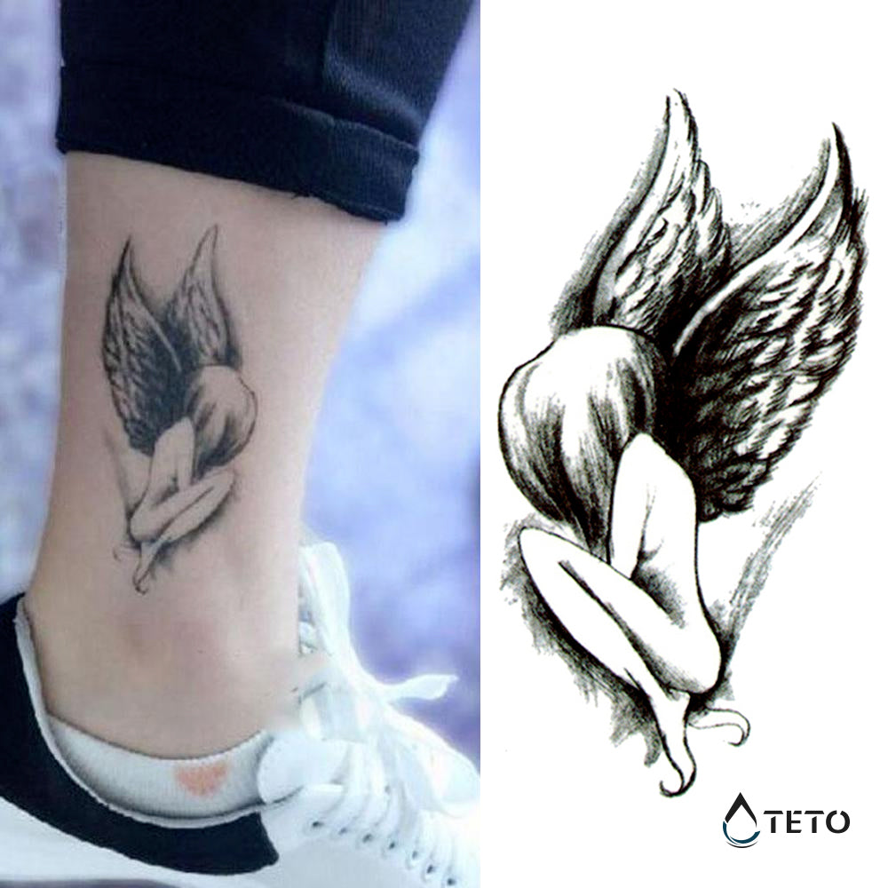 Teto - Tatuajes Temporales - Ángel caído triste Tipo B - Pequeño   – Mercados Latam