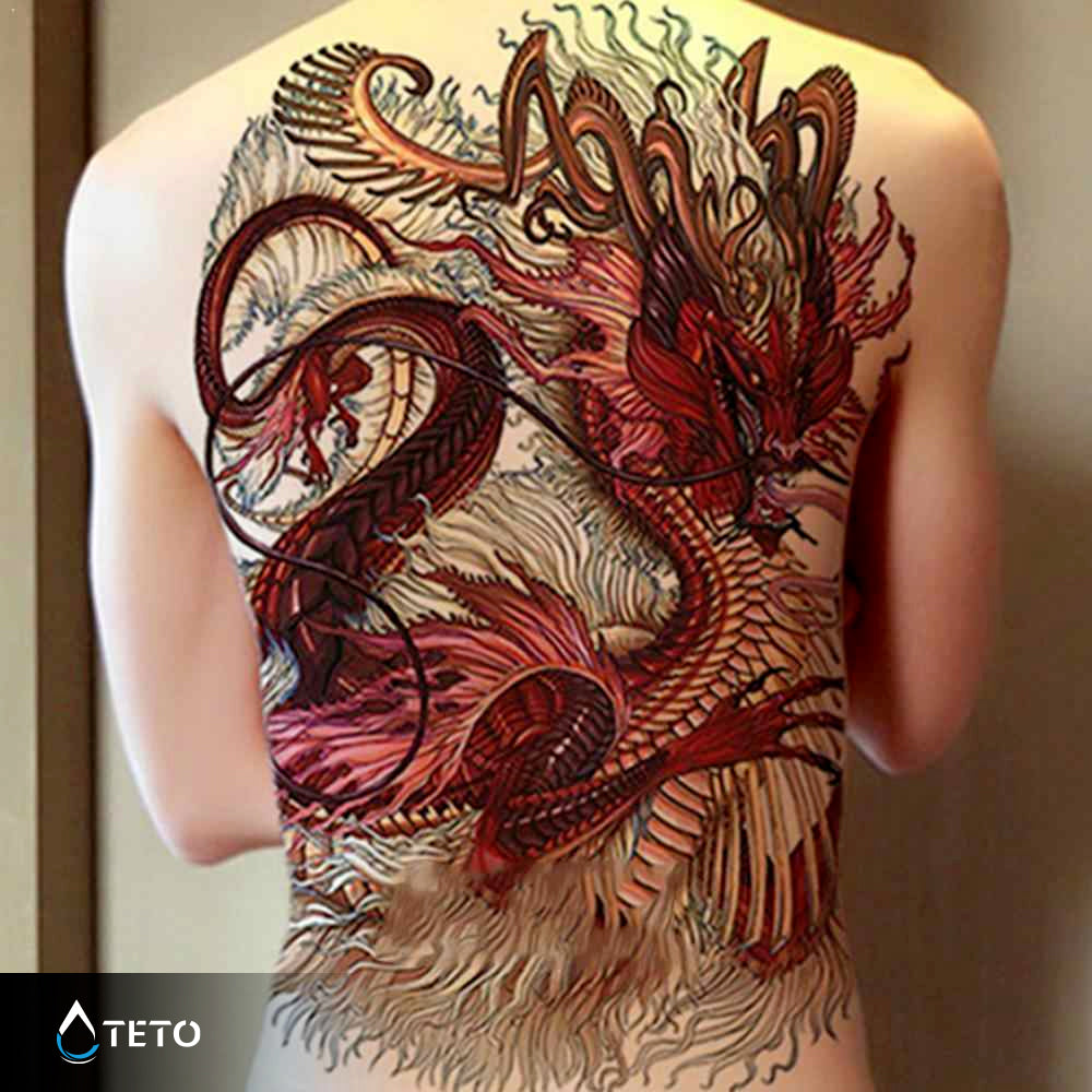 Teto - Tatuajes Temporales - Dragón rojo gigante - Espalda - Teto.do –  Mercados Latam