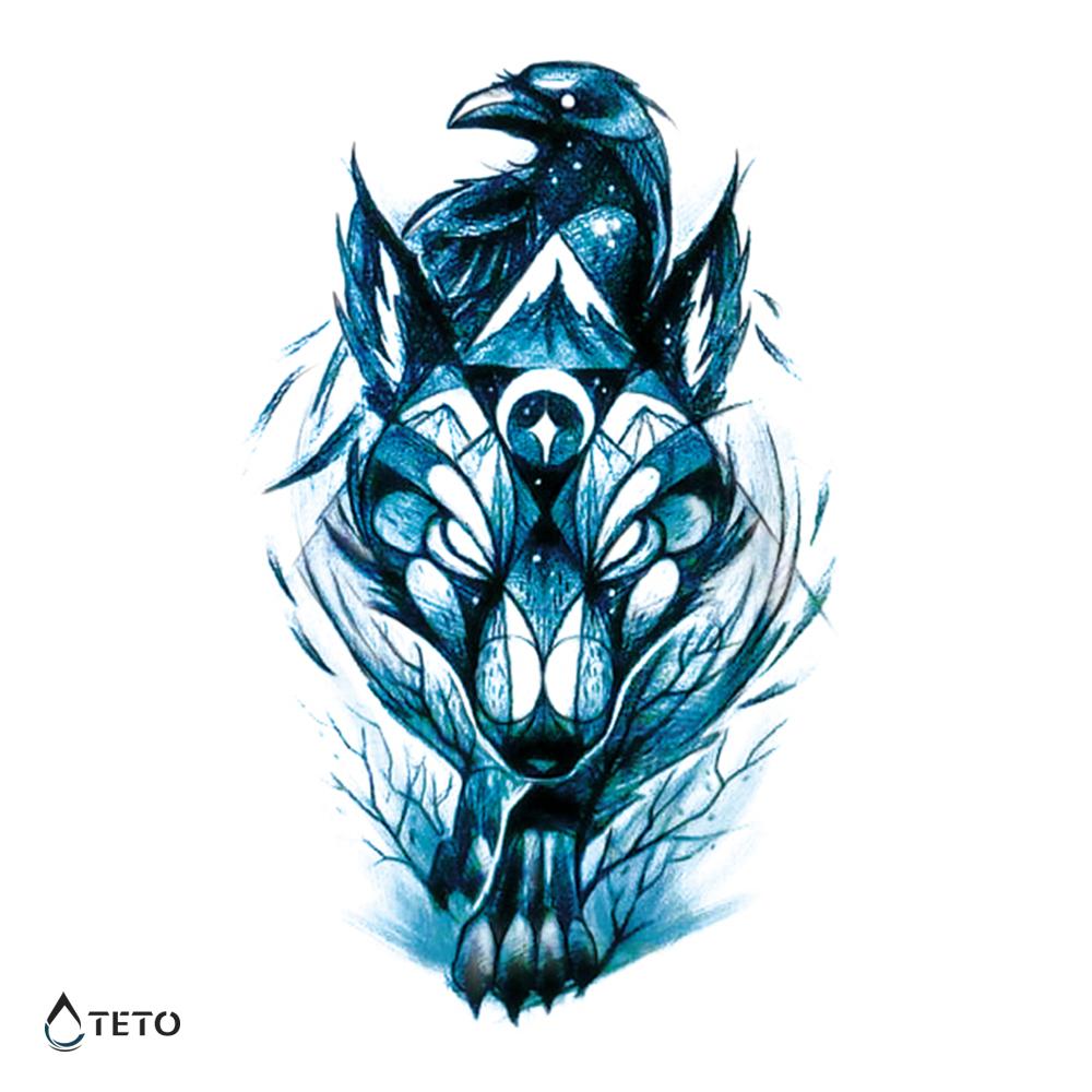 Teto - Tatuajes Temporales - Lobo y cuervo misticos - Mediano  –  Mercados Latam