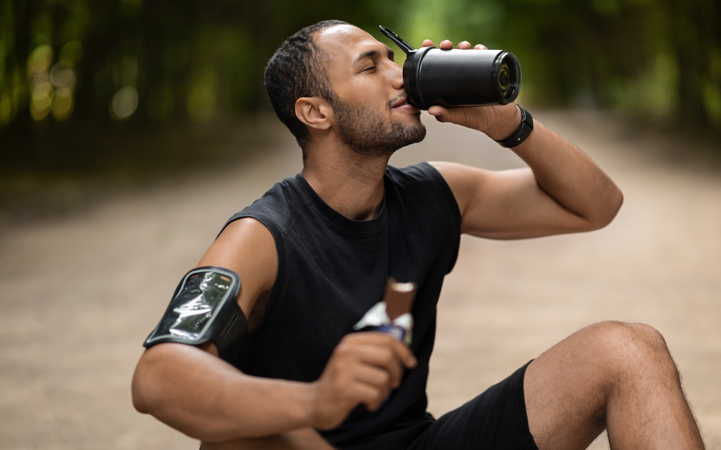 Athlete taking snack